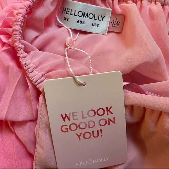 HELLO MOLLY Love Letter To You Maxi Dress Pink Ombré Pleats NEW Size XS / 2 NWT - Picture 8 of 14